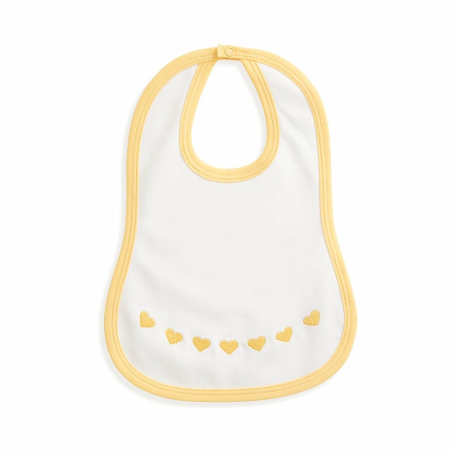 BOYS Cottonwel | Baby Pima & Terry Bib With Heart Embroidery - Yellow