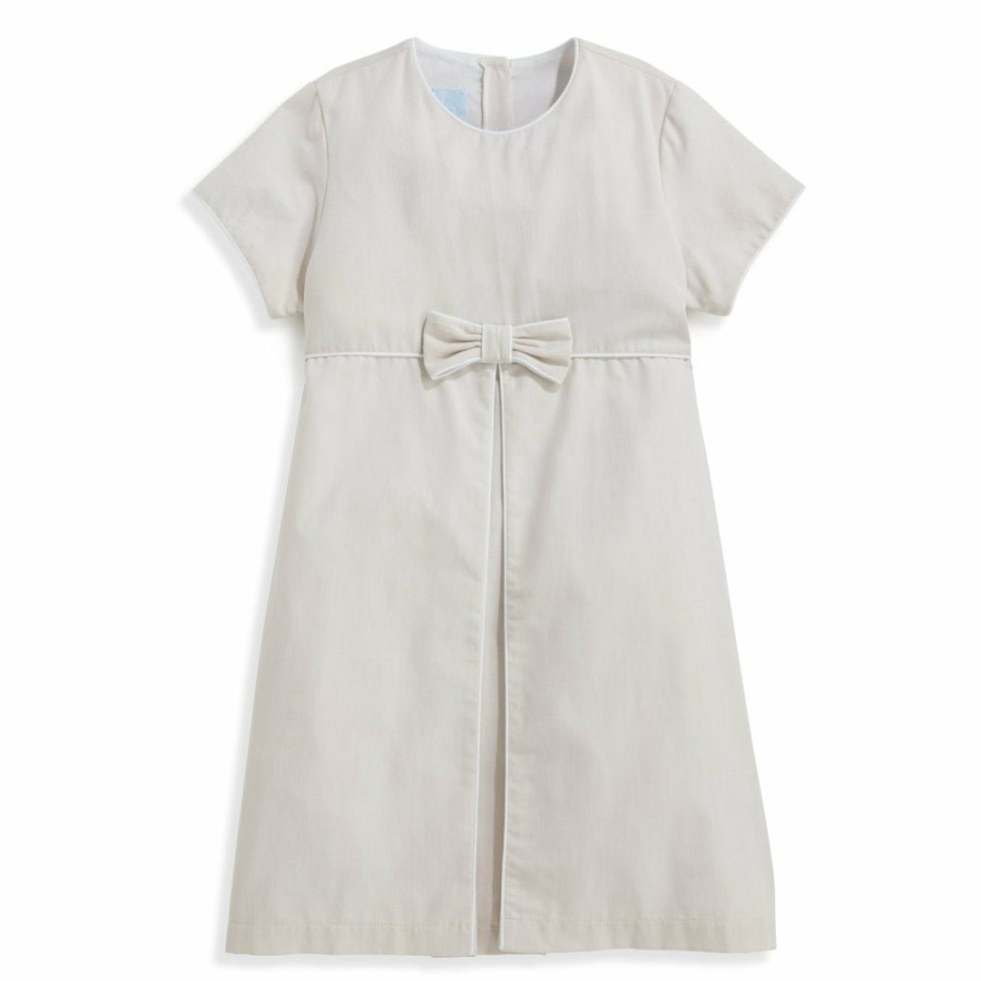 GIRLS Misbordados | Sand Oxford Bow Front Party Dress