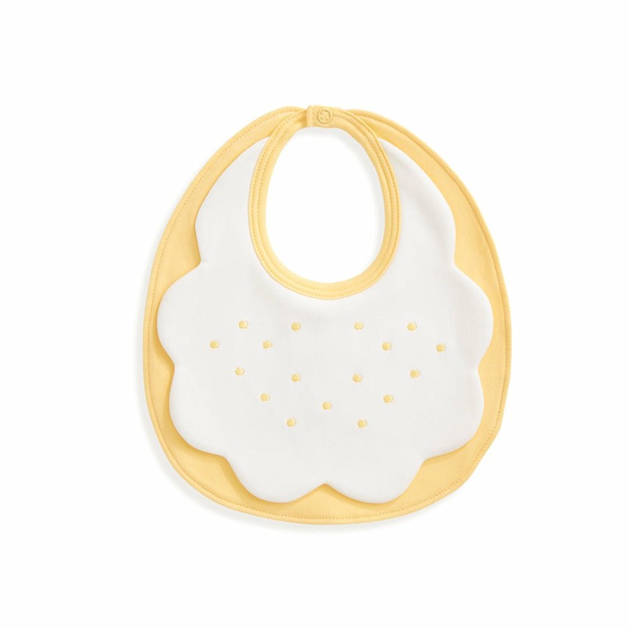 GIRLS Cottonwel | Baby Pima & Terry Bib With Dot Embroidery - Yellow