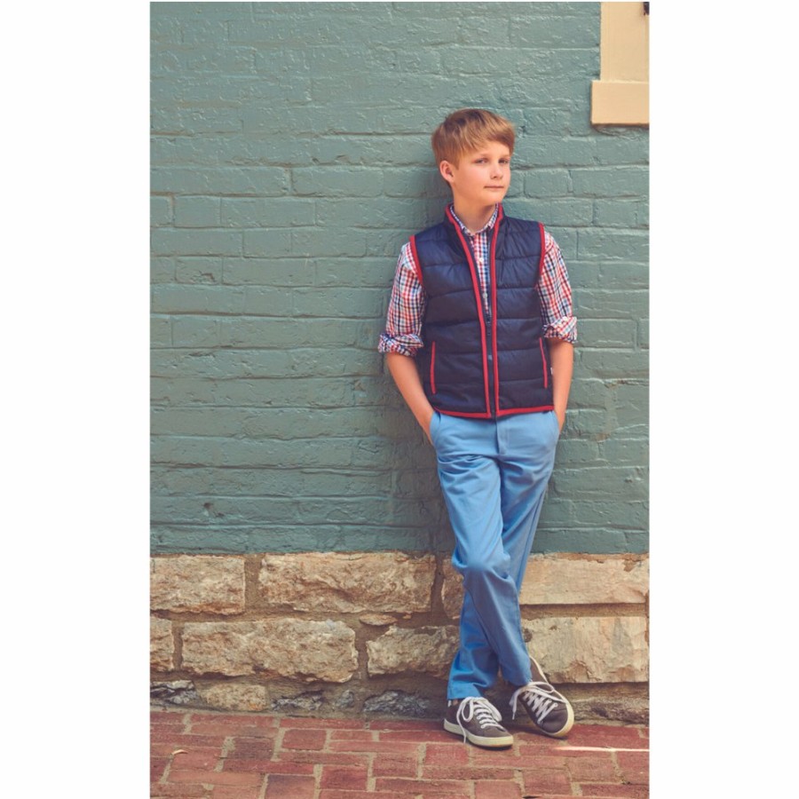 BOYS Icat | Twill Faux Zip Pant - Blue