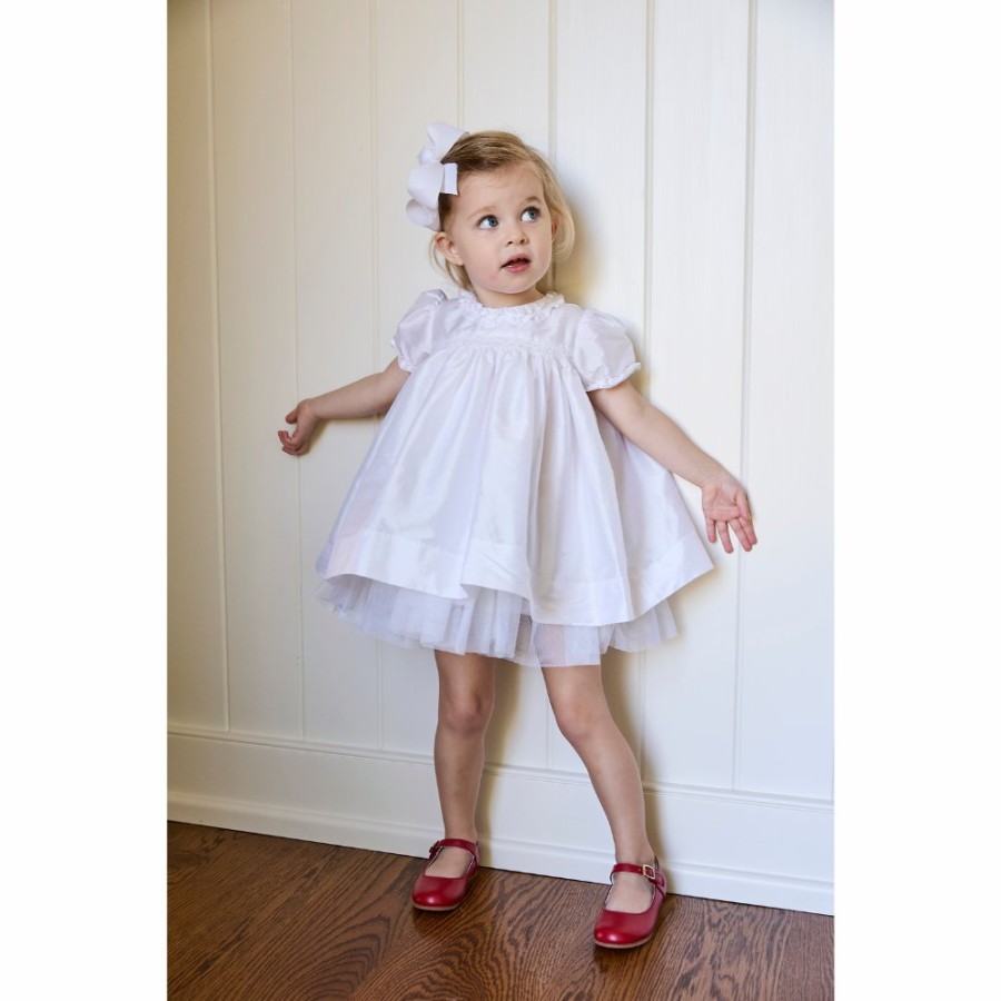 BABY GIRLS Misbordados | White Taffeta Annabelle Party Dress