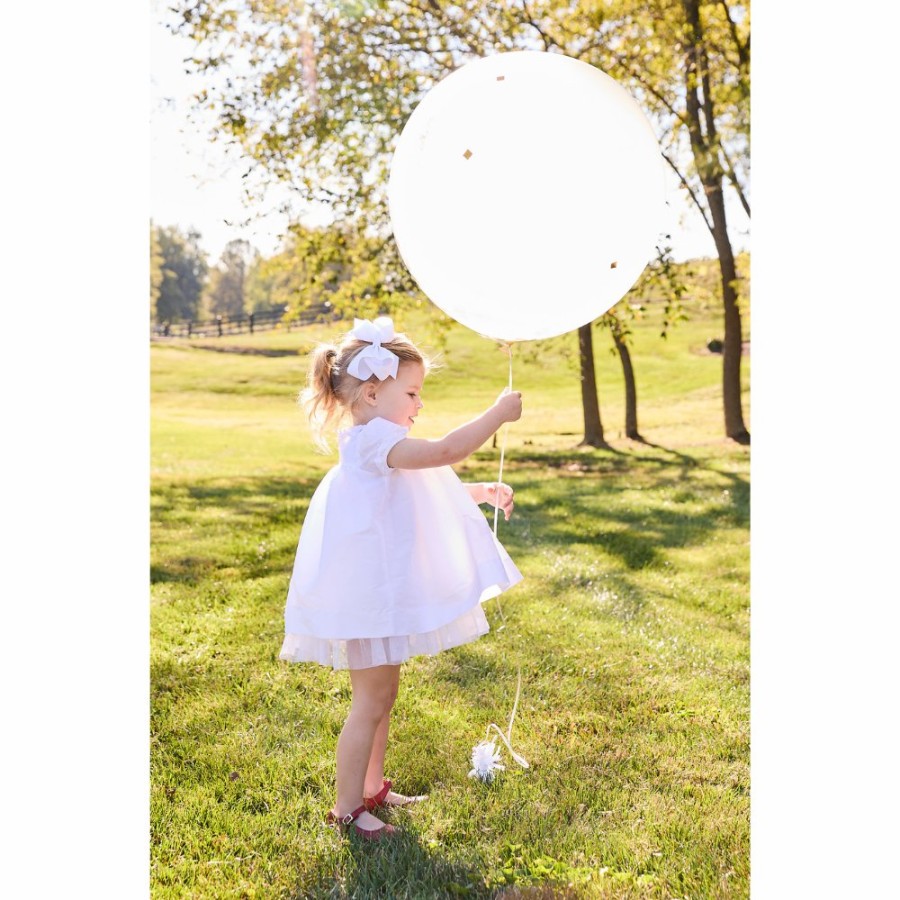 BABY GIRLS Misbordados | White Taffeta Annabelle Party Dress