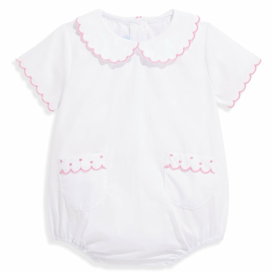 GIRLS Misbordados | White W/ Pink Ande Embroidered Pocket Bubble