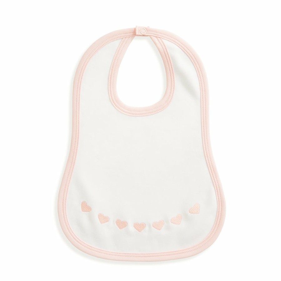 GIRLS Cottonwel | Baby Pima & Terry Bib With Heart Embroidery - Pink