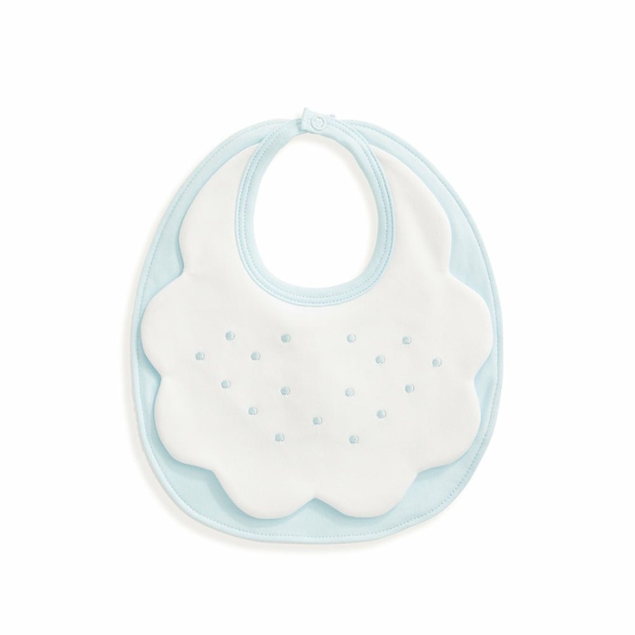 ACCESSORIES Cottonwel | Baby Pima & Terry Bib With Dot Embroidery - Blue