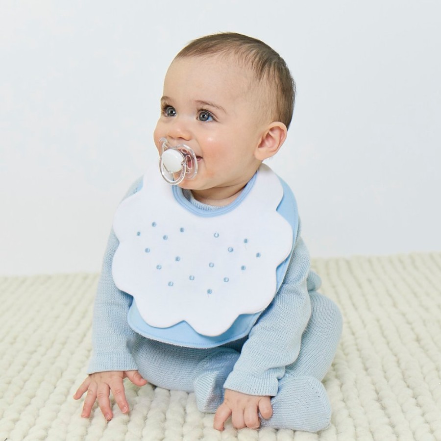 ACCESSORIES Cottonwel | Baby Pima & Terry Bib With Dot Embroidery - Blue