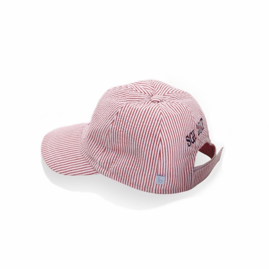 GIRLS Misbordados | Red Seersucker Stripe Baseball Hat