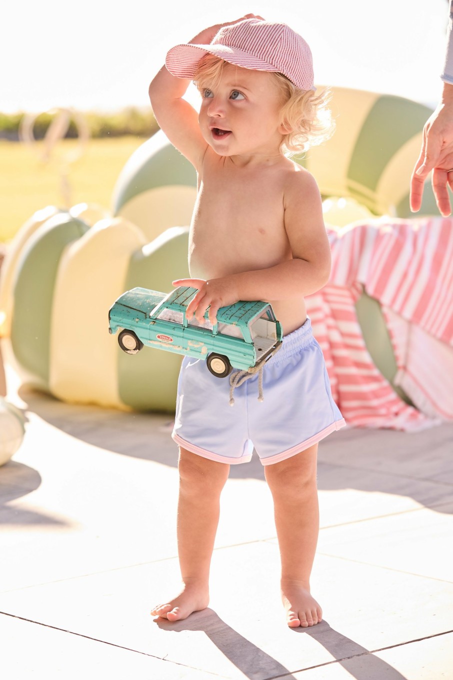 GIRLS Misbordados | Red Seersucker Stripe Baseball Hat