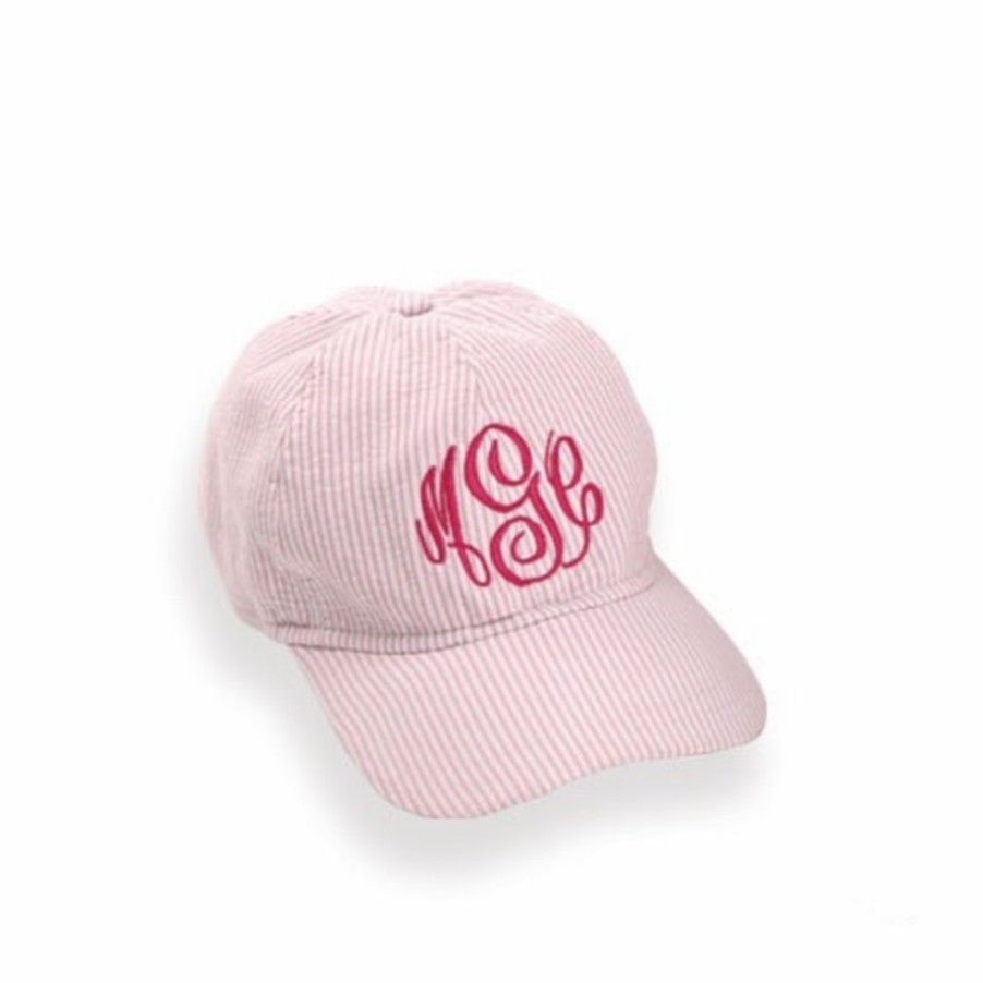 ACCESSORIES Misbordados | Pink Seersucker Stripe Baseball Hat