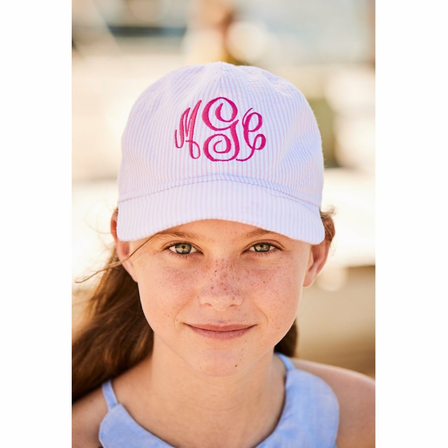 ACCESSORIES Misbordados | Pink Seersucker Stripe Baseball Hat