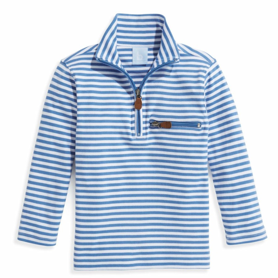 BOYS Cottonwel | Striped Pima Half Zip With Pocket