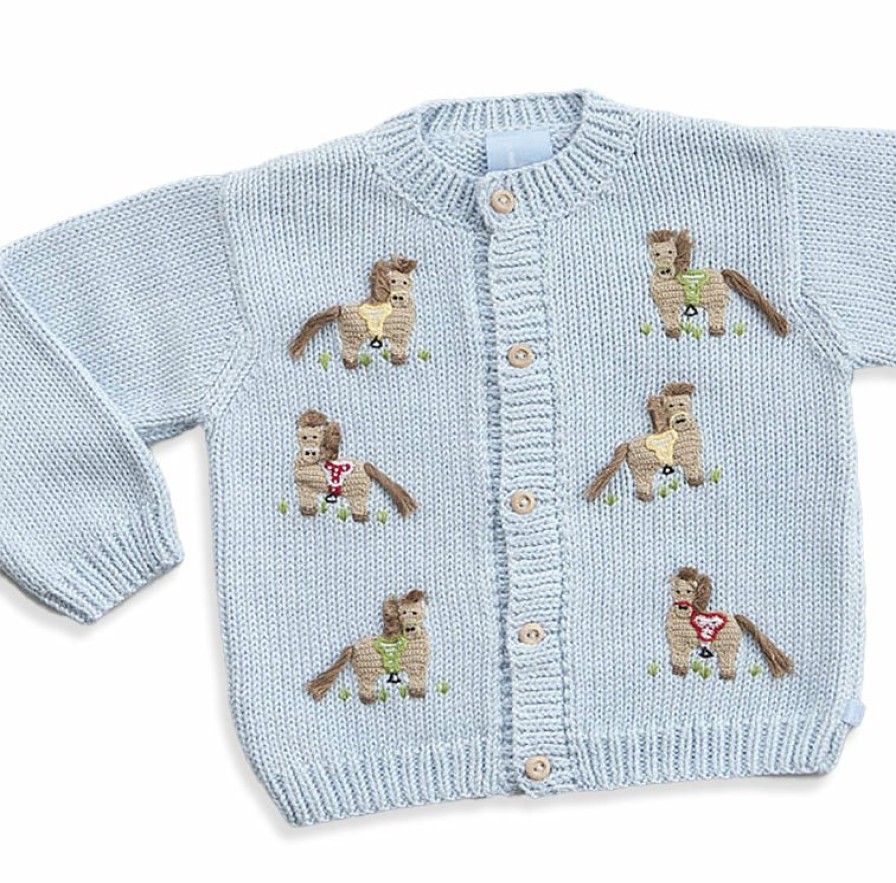 GIRLS Ethnic Fashion | Blue Applique Pony Cardigan