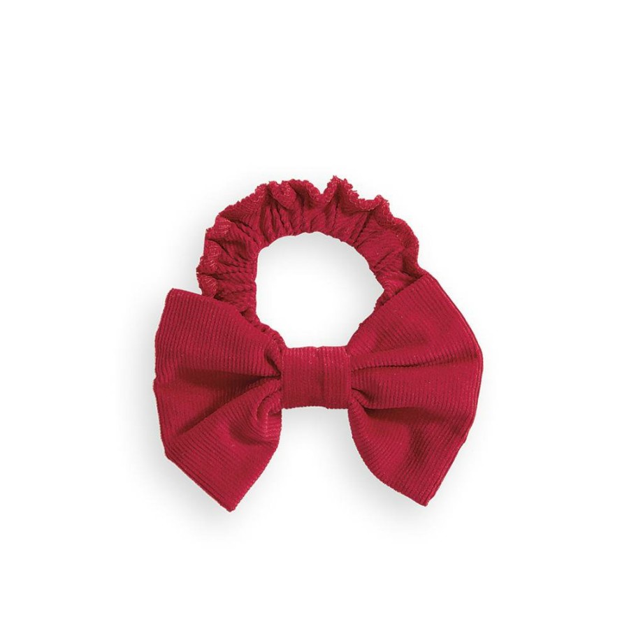 ACCESSORIES Misbordados | Corduroy Bow Scrunchie -- Red