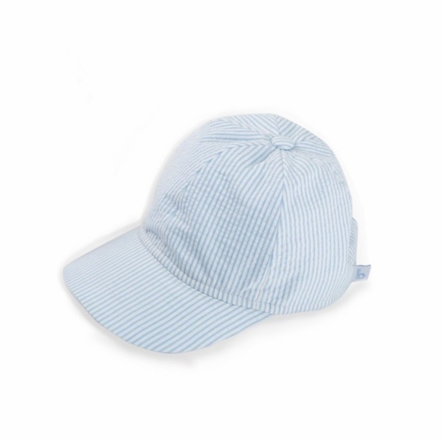 BABY GIRLS Misbordados | Blue Seersucker Stripe Baseball Hat