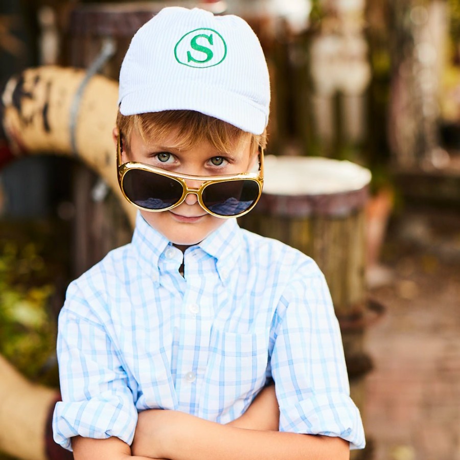 BABY GIRLS Misbordados | Blue Seersucker Stripe Baseball Hat