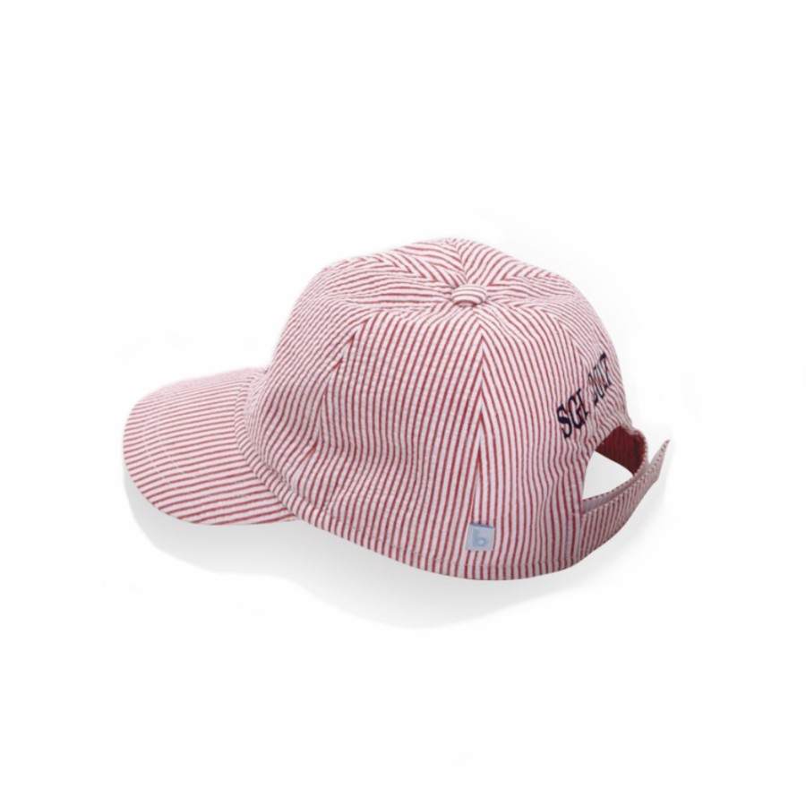 BABY BOYS Misbordados | Red Seersucker Stripe Baseball Hat