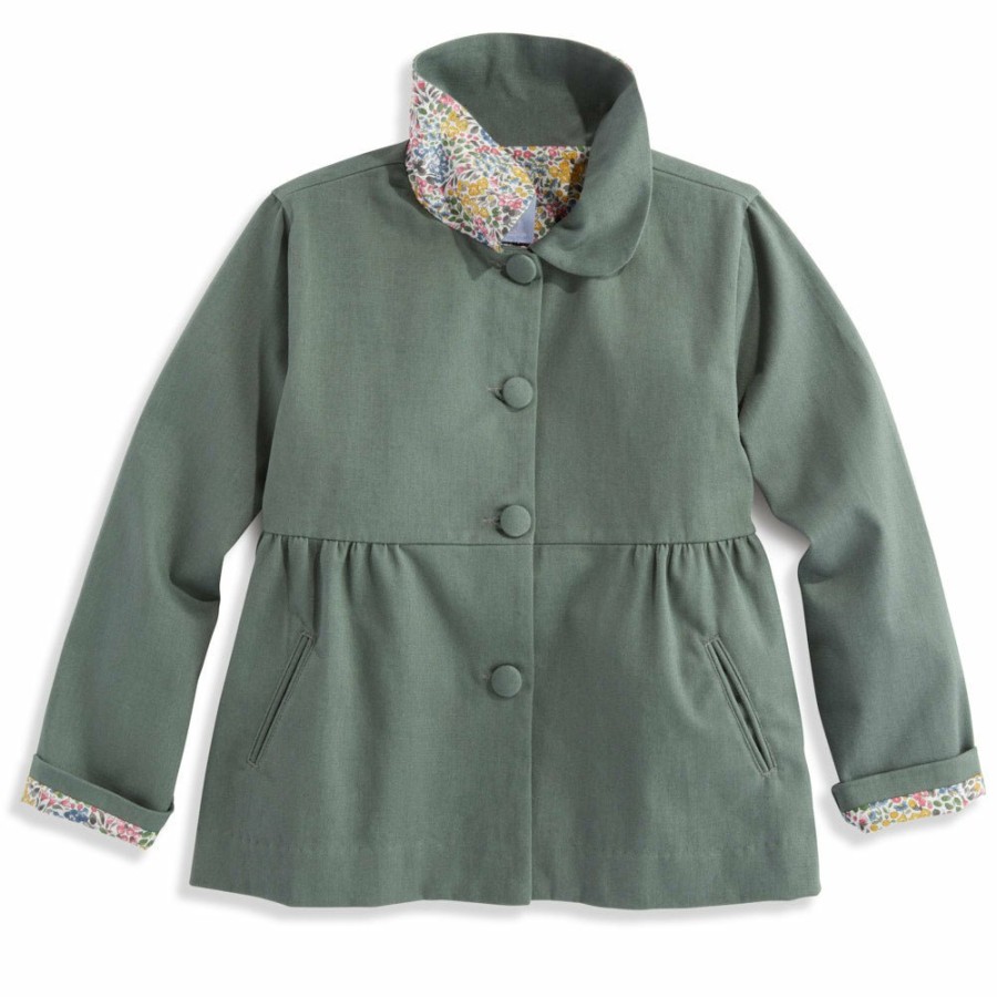 GIRLS Misbordados | Stretch Twill Peplum Coat With Bow