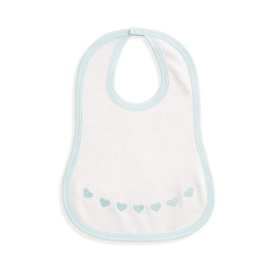 BOYS Cottonwel | Baby Pima & Terry Bib With Heart Embroidery - Blue