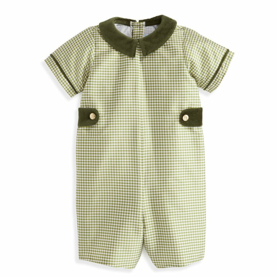 BOYS Misbordados | Velvet Trim Collared Romper