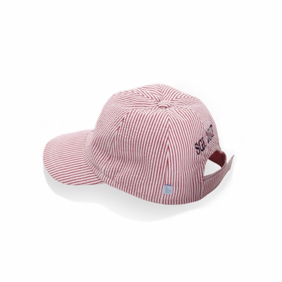 BABY GIRLS Misbordados | Red Seersucker Stripe Baseball Hat