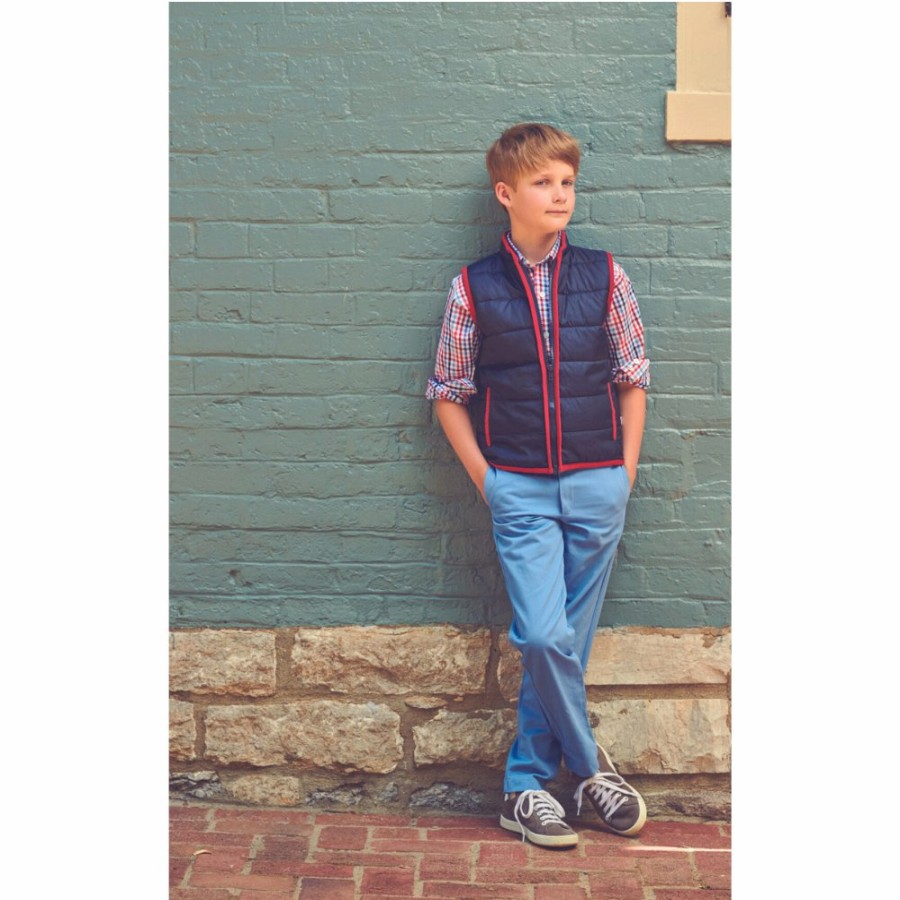 BOYS Icat | Twill Faux Zip Pant - Blue