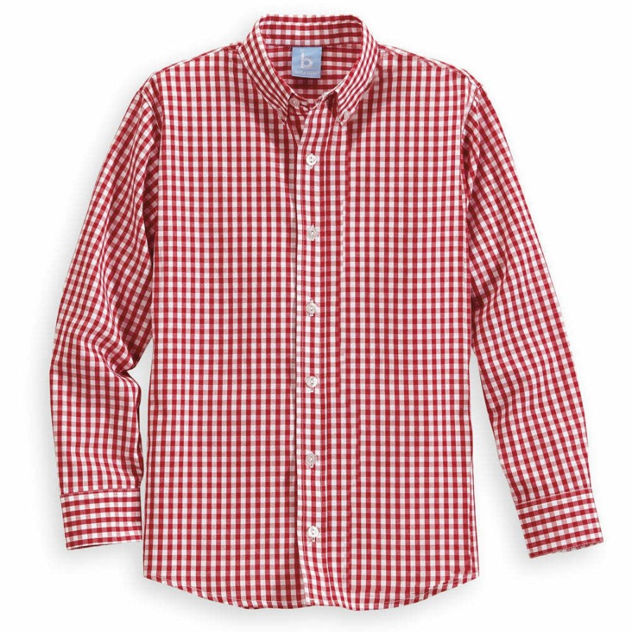 BOYS Icat | Button-Down Red & White Checkered Shirt