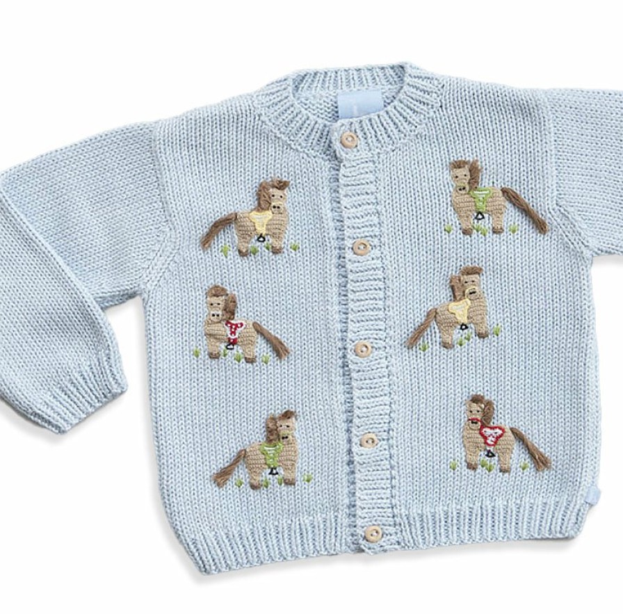 BOYS Ethnic Fashion | Blue Applique Pony Cardigan