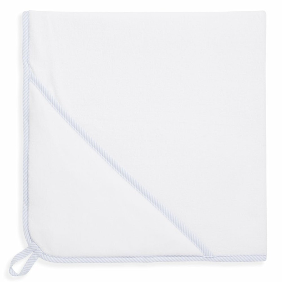 ACCESSORIES Cottonwel | White W/ Blue Stripe Bliss Hooded Terry Bath Towel