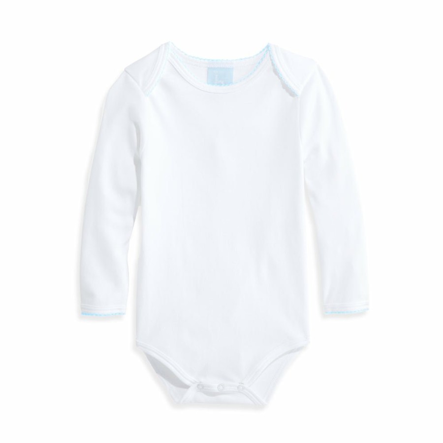 BOYS Cottonwel | White W/ Blue Bliss Pima Onesie | Preppy Newborn Baby Onesie